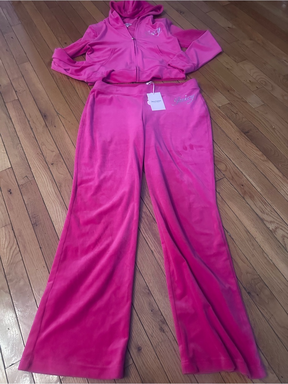 NWT Juicy Couture L  Hot Pink Velour Tracksuit Set